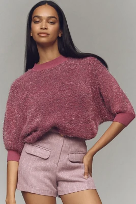 The Violette Short-Sleeve Tinsel Sweater by Maeve