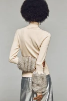 Maeve Faux-Fur Cuff Ribbed Turtleneck Sweater