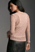 Pilcro Long-Sleeve Open-Stitch Netting Sweater