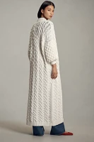 Maeve Puff-Sleeve Cable Duster Sweater