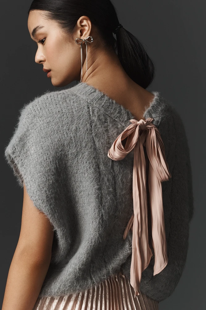 By Anthropologie Tie-Back Cable Muscle Sweater Top