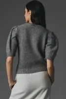 English Factory Short-Sleeve Pointelle Cardigan Sweater