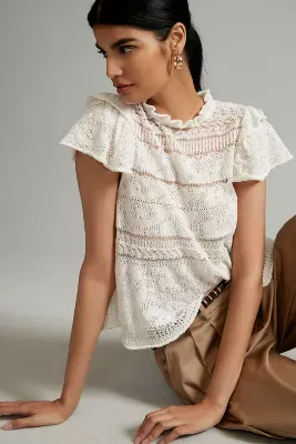 By Anthropologie Lace Sweater Tee