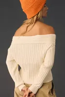 By Anthropologie Off-The-Shoulder Ribbed Sweater