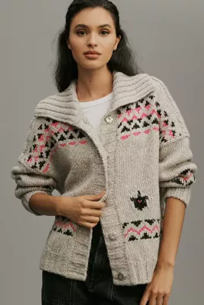By Anthropologie Squirrels Motif Collared Cardigan Sweater
