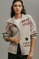By Anthropologie Squirrels Motif Collared Cardigan Sweater