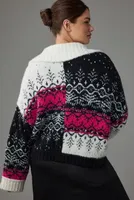 Pilcro V-Neck Fuzzy Printed Popover Sweater