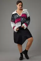 Pilcro V-Neck Fuzzy Printed Popover Sweater