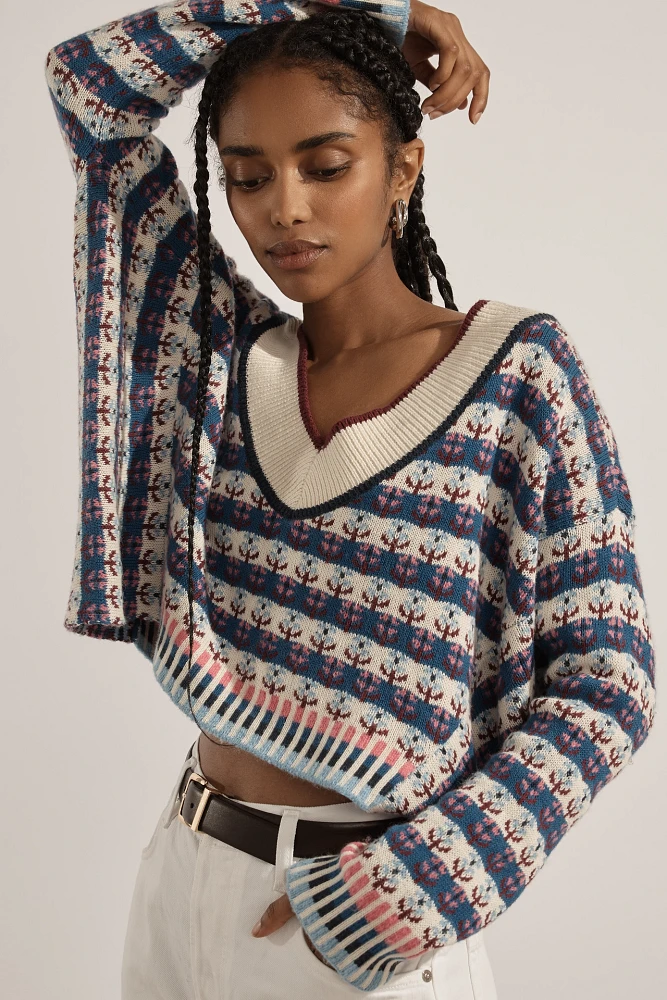 Maeve V-Neck Cropped Sweater