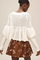 By Anthropologie Puff-Sleeve Crew-Neck Sweater