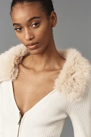 By Anthropologie Faux-Fur Trim Sweater