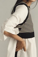 Maeve Long-Sleeve Linen Twofer Sweater Vest Top