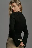 Maeve Long-Sleeve Button-Front Collared Sweater