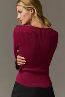 Maeve Square-Neck Bell-Sleeve Sweater
