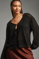 By Anthropologie Sheer Lace Bias-Cut Cardigan Sweater