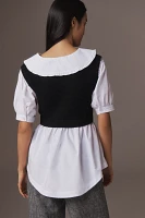 Maeve Peter Pan Collar Twofer Sweater Top