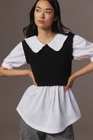 Maeve Peter Pan Collar Twofer Sweater Top