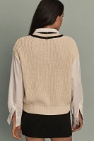 Maeve Pointelle Heart Twofer Sweater