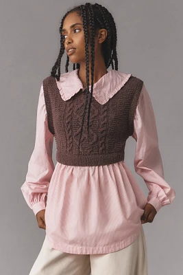 Maeve Collared Twofer Layered Sweater Vest