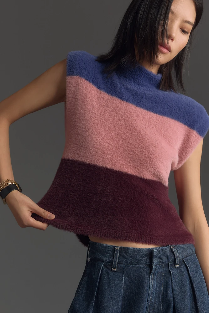 Maeve Colorblock Eyelash Sweater Vest