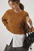 Pilcro Cable Twofer Sweater