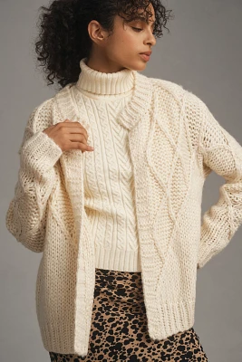 FRNCH Chunky Stitch Cardigan Sweater