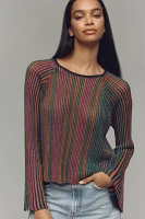 FRNCH Sheer Shine Long-Sleeve Sweater