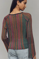 FRNCH Sheer Shine Long-Sleeve Sweater