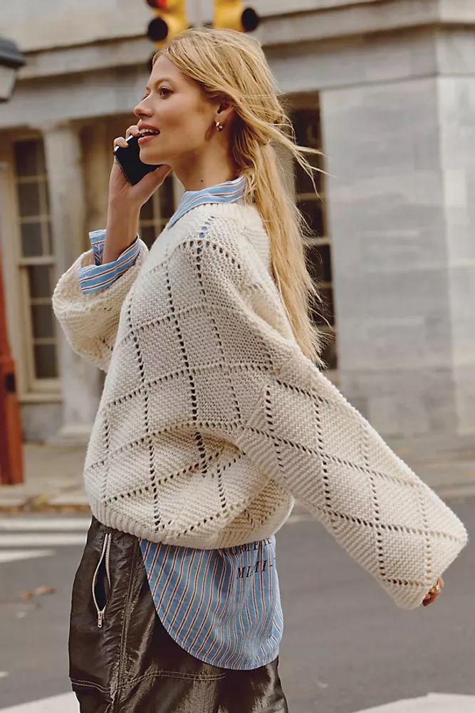 Little Lies Diamond Knit Sweater By White | The Summit