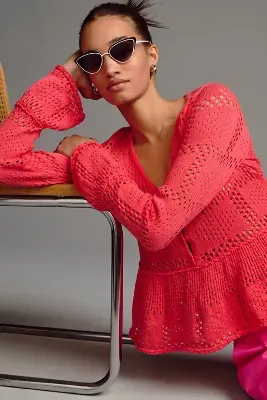 Pilcro Pointelle Babydoll Sweater