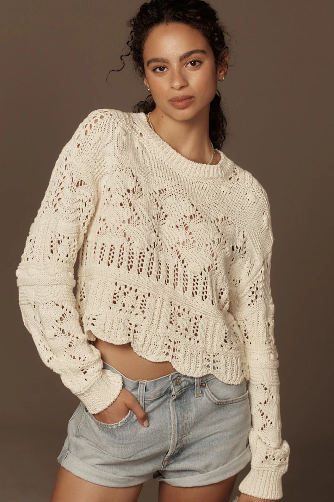 Flat White Marion Pointelle Sweater