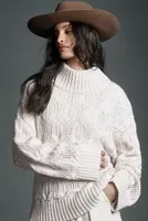 Joie Mock-Neck Pointelle Oversized Sweater