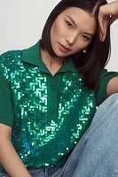 Essentiel Antwerp Glitz Sequin Polo Sweater