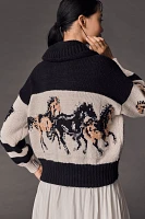 Pilcro Horse Graphic Cardigan Sweater