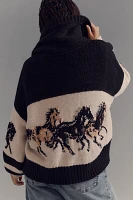 Pilcro Horse Graphic Cardigan Sweater