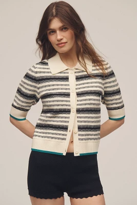 The Kinsley Collared Cropped Cardigan Sweater by Maeve