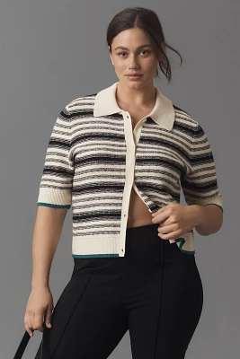 The Kinsley Collared Cropped Cardigan Sweater by Maeve