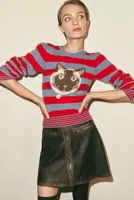 Maeve Puff-Sleeve Striped Cashmere Sweater
