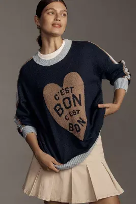 Maeve C'est Bon Graphic Tunic Sweater