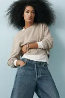 The Alani Cropped Cashmere Crew-Neck Sweater by Pilcro