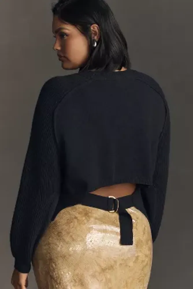 Pilcro Buckled Open-Back Sweater