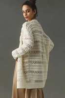 Maeve Oversized Textured Open-Stitch Cardigan Sweater