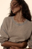 The Alani Cashmere Sweater by Pilcro: Cropped Crew-Neck Whipstitch Edition