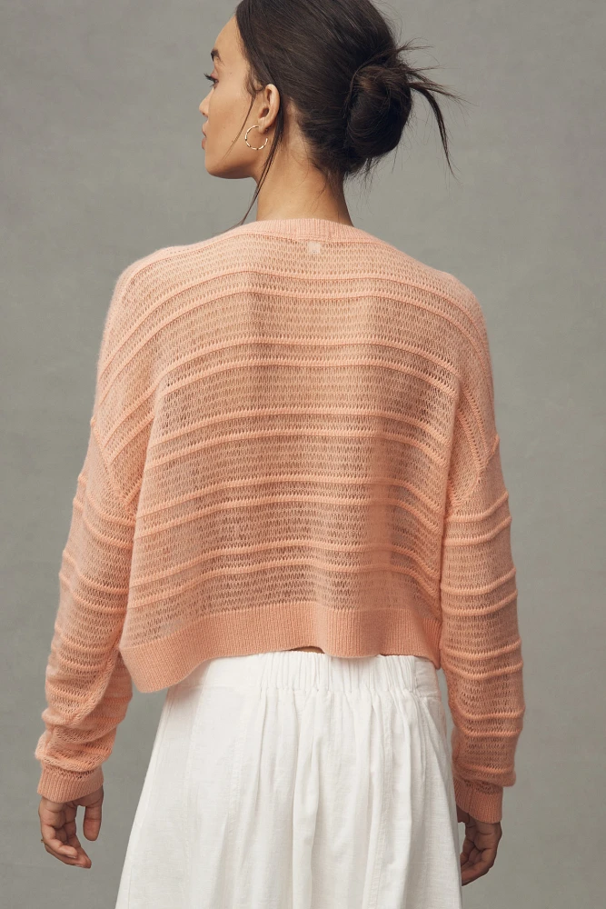 Pilcro Stitched Cashmere Cropped Sweater