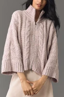 Pilcro High-Neck Cable-Knit Zip Cardigan Sweater