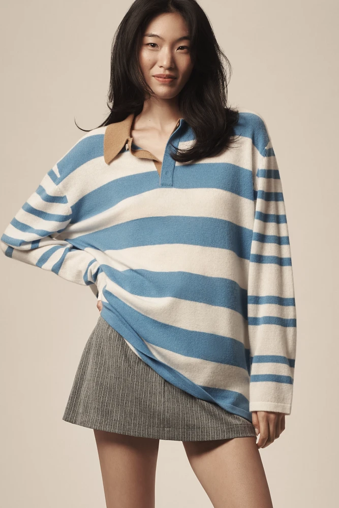 Maeve Cashmere Polo Sweater