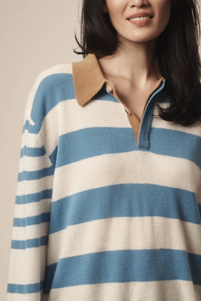 Maeve Cashmere Polo Sweater