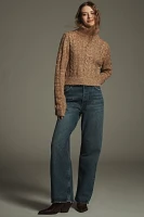 Pilcro Shine Cable-Knit Turtleneck Sweater