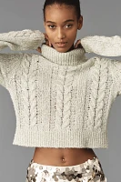 Pilcro Shine Cable-Knit Turtleneck Sweater