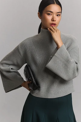 The Katey Mock-Neck Bell-Sleeve Sweater by Maeve